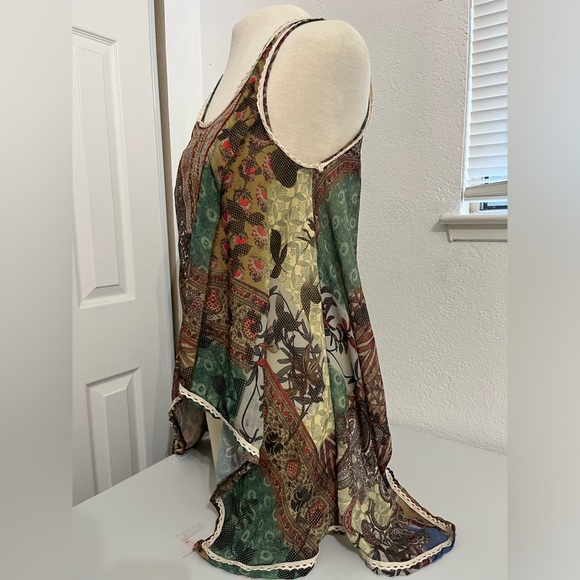 Sundance Womens S Embroidered Beaded Tank Top Long Sides Flowy Silky Fairycore - Picture 15 of 15